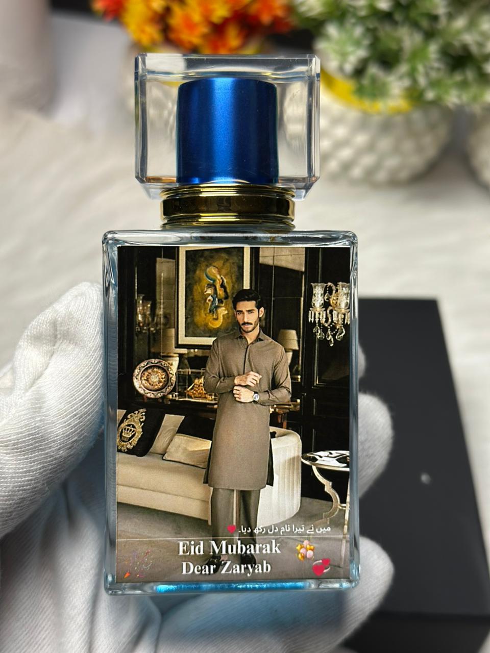 Custom Photo Perfume Bottle – Personalized Eid Gift for Him/Her | Eid Mubarak Edition