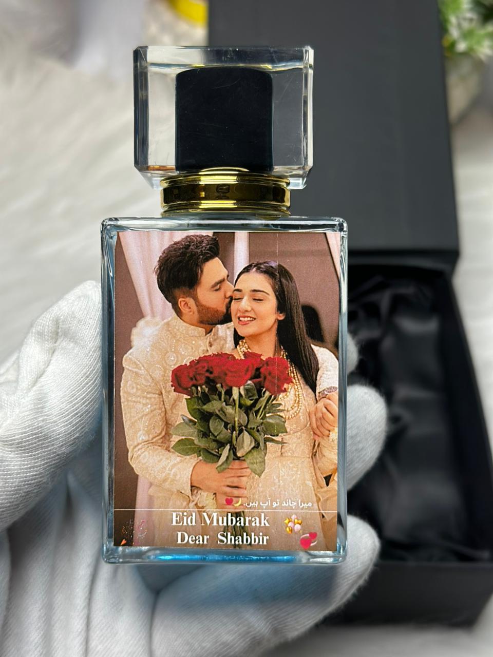 Custom Photo Perfume Bottle – Personalized Eid Gift for Him/Her | Eid Mubarak Edition